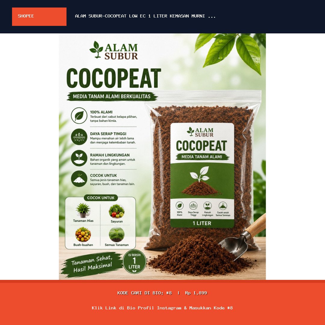 ALAM SUBUR-COCOPEAT LOW EC 1 LITER KEMASAN MURNI SERABUT KELAPA HALUS